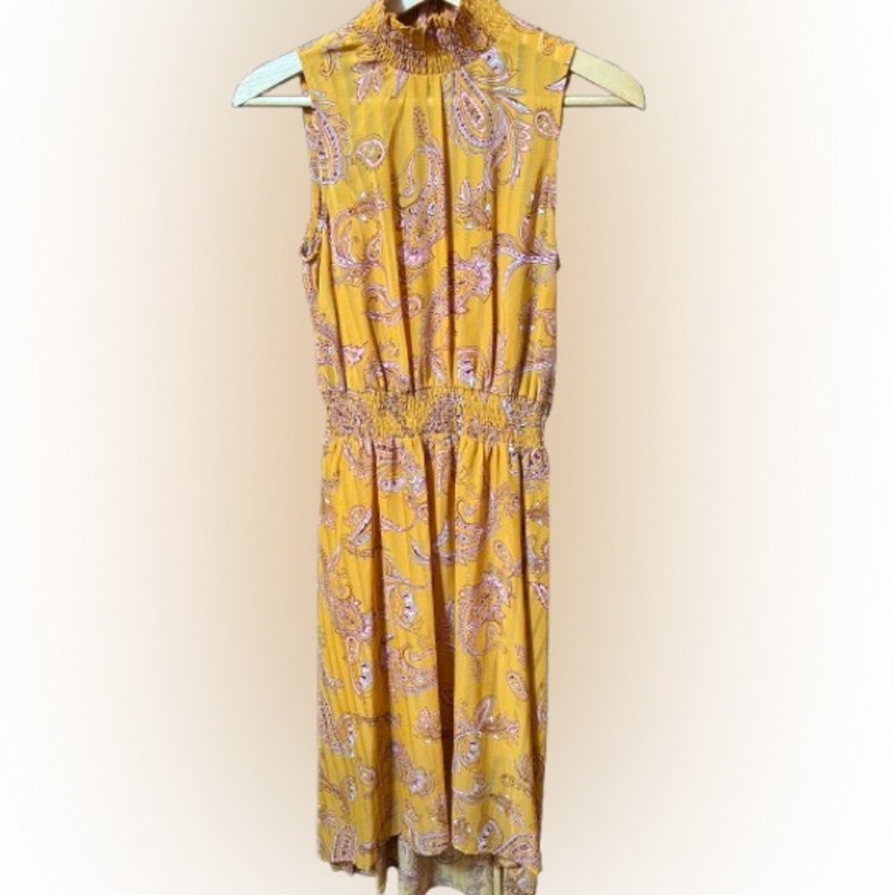 NWT Nanette Lepore Sun Squash Yellow Paisley Lined Sleeveless Dress Size 4